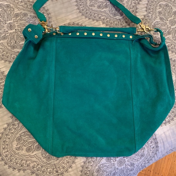 Cynthia Vincent Emerald Green Suede Boho Handbag - Picture 6 of 13